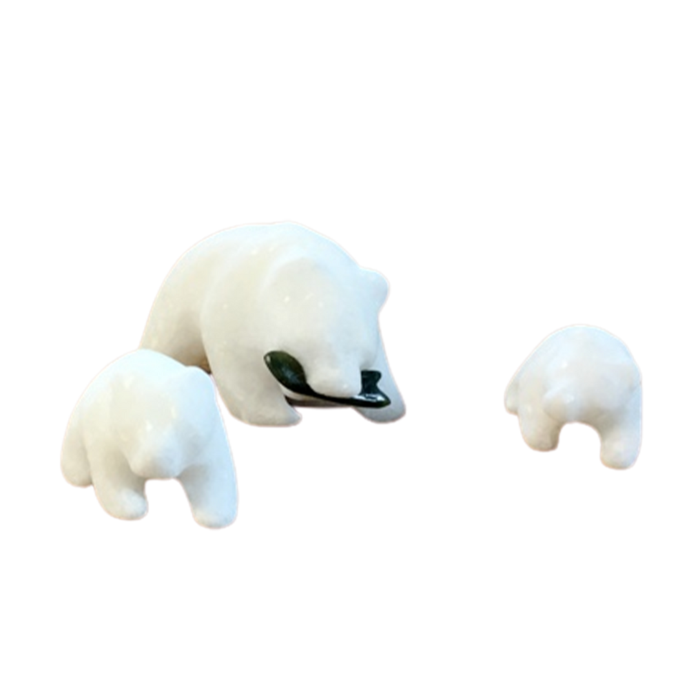 STAR MARBLE Bear with Fish & Cubs
