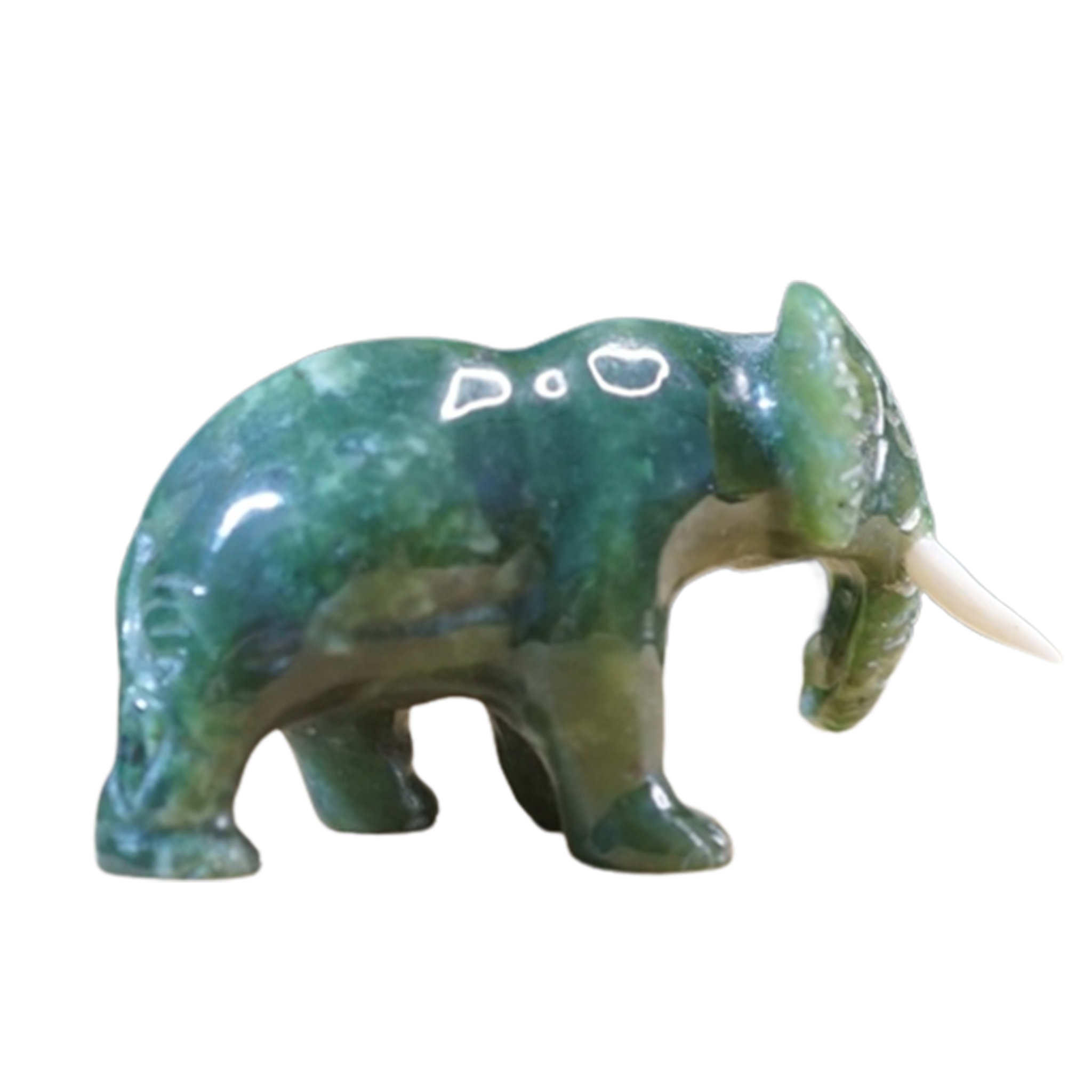 Jade Elephant with bone tusks