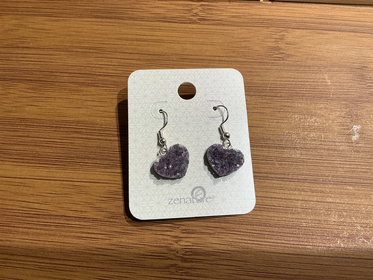 Amethyst heart earrings