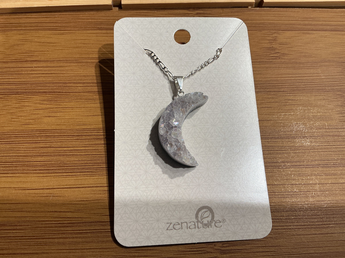 Angel aura Amethyst moon pendant