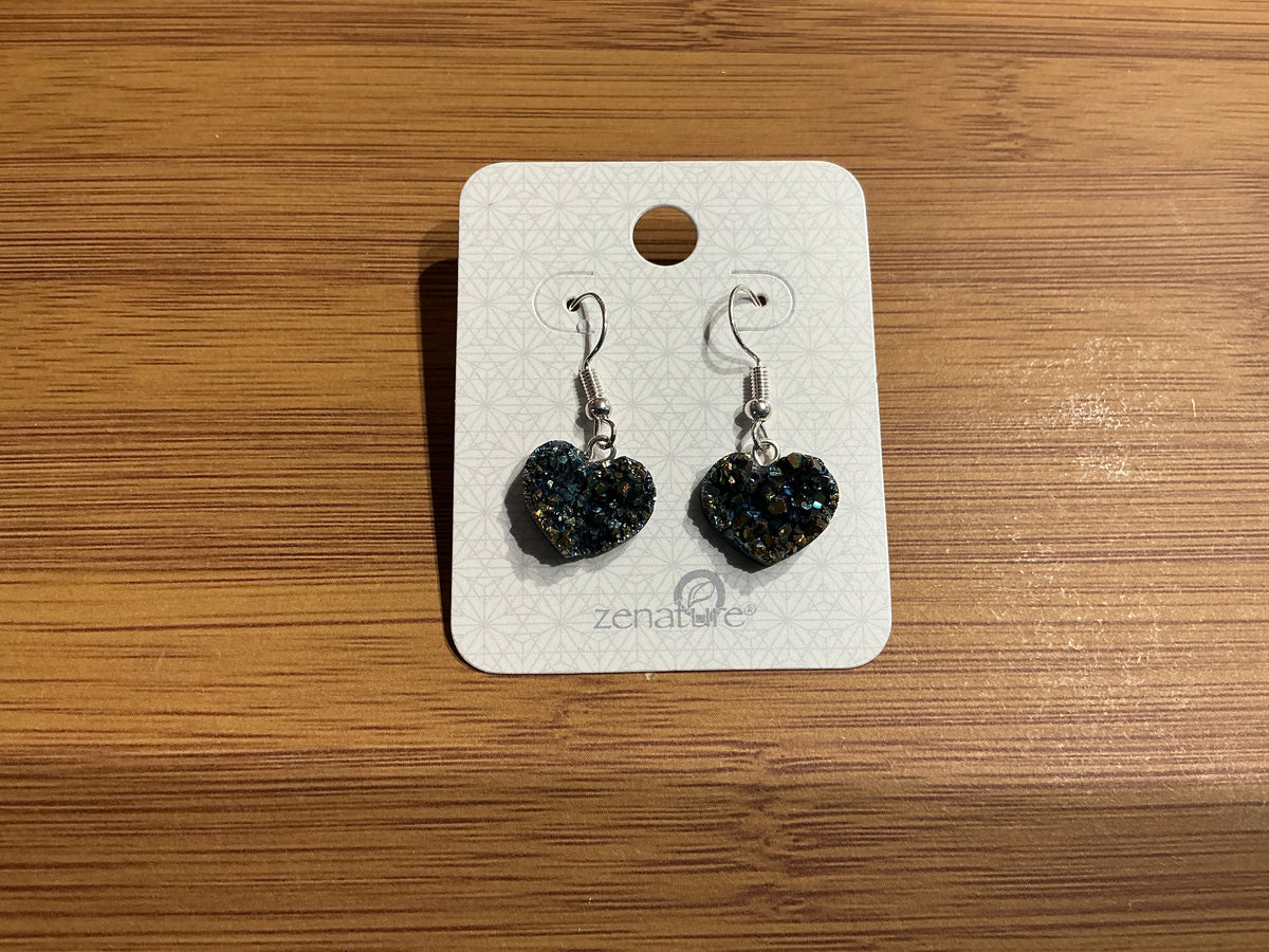 Titanium aura amethyst heart earrings