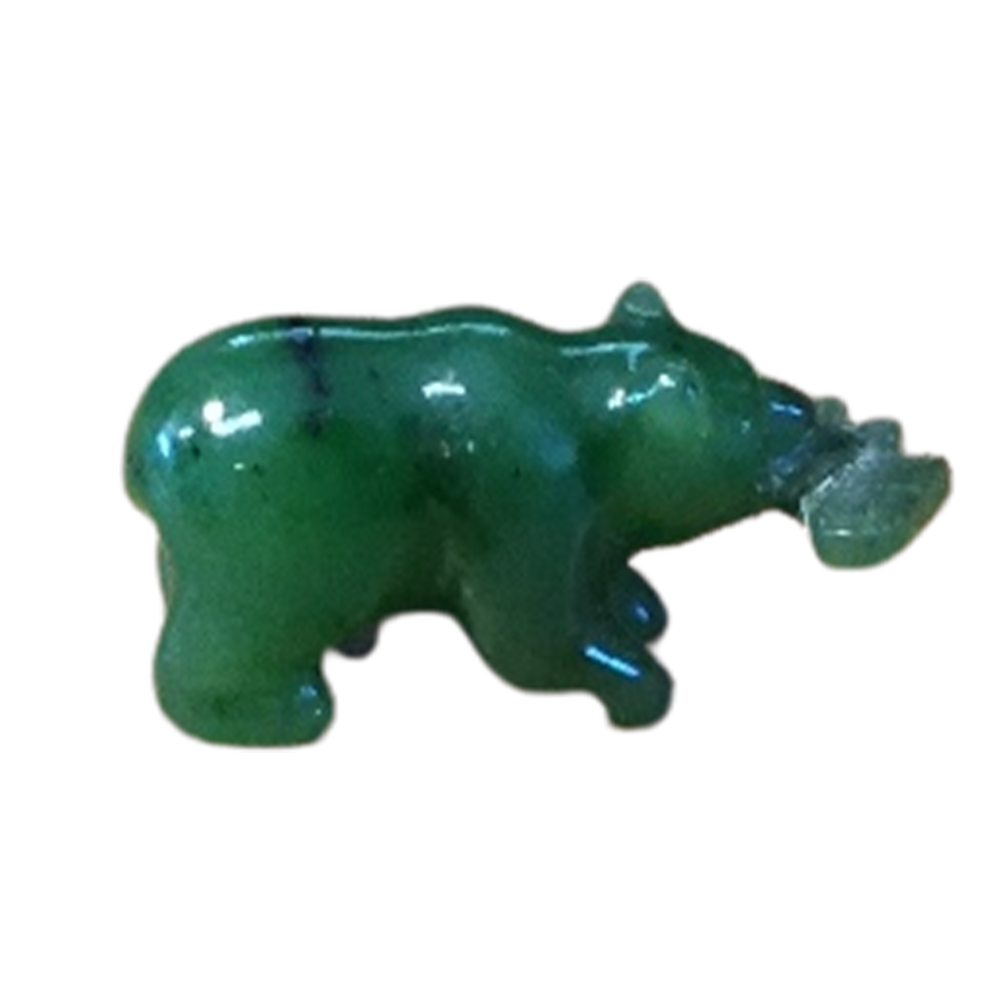 Jade Bear with fish, 1"