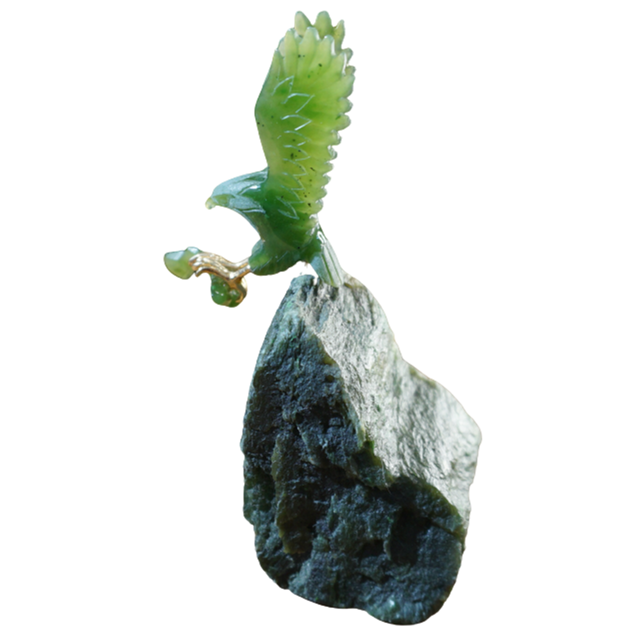Jade Eagle flying on a rock