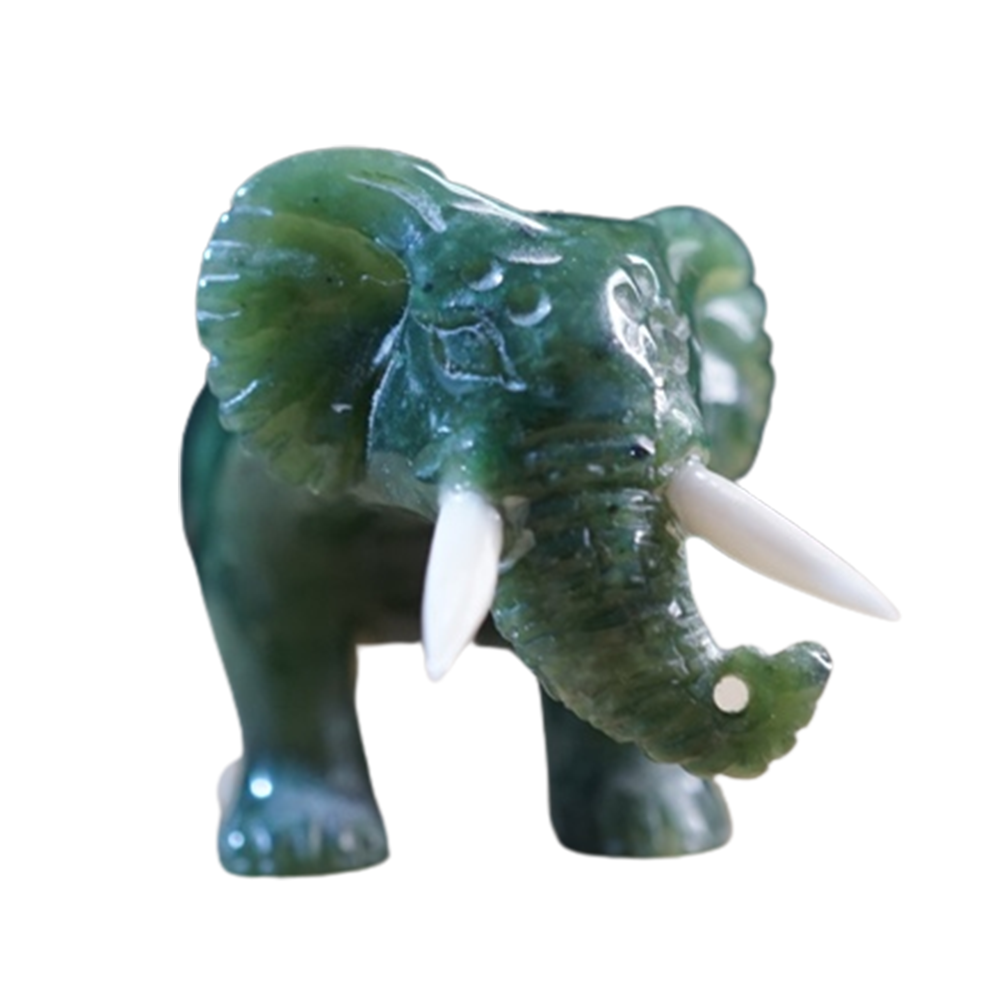 Jade Elephant with bone tusks